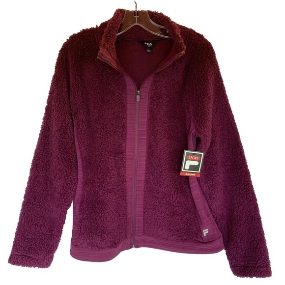 New FILA Sport Tru-Dry Tru-Warm Sherpa Full Zip Teddy Jacket Large Fuzzy Furry - Picture 1 of 11
